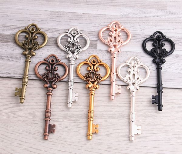 

sweet bell 10 pcs/lot 32*84mm seven color metal alloy lovely large crown key charms vintage jewelry keys charms d0182-3, Bronze;silver