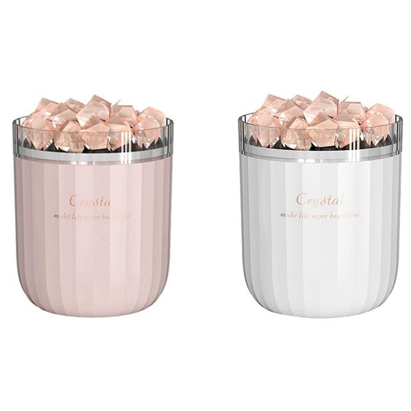 

humidifiers 2pcs crystal aromatherapy air humidifier with atmosphere lamp home portable usb aroma essential oil diffuser pink &white