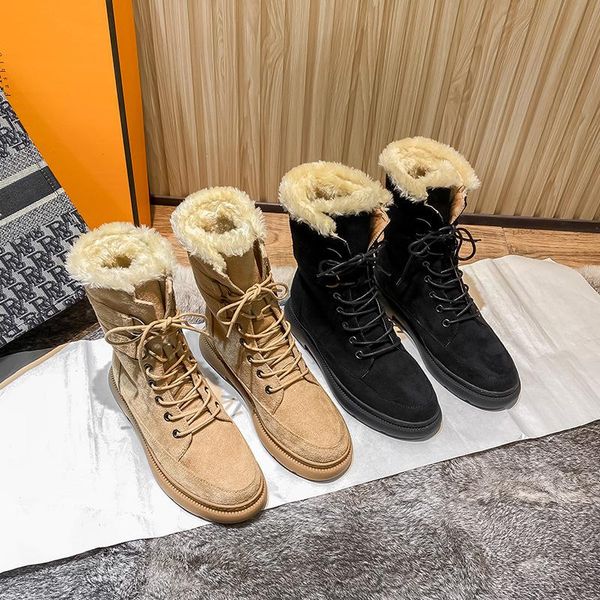 

boots 2021 warm shoes women fashion snow platform brand ladies footware fur ankle female black botas mujer