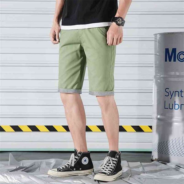 

summer casual shorts men plaid hem cotton pants fashion streetwear bermuda homme pantalon court plus size 210716, White;black