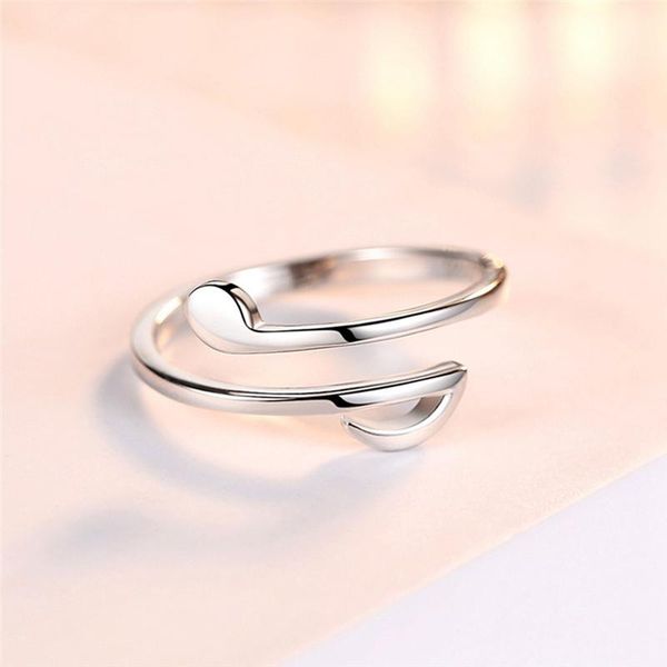 

wedding rings personality music note opening adjustable tail ring ladies party jewelry simple style musical notes for women, Slivery;golden