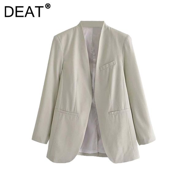 

women's suits & blazers [deat] women blazer temperament lapel long sleeve solid color loose fit jacket fashion tide autumn winter 2021, White;black