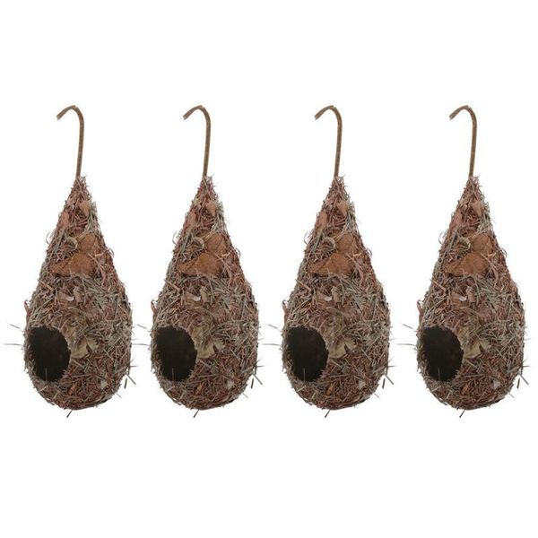 

bird cages set of 4 birdhouse for outside hanging, grass hand woven nest