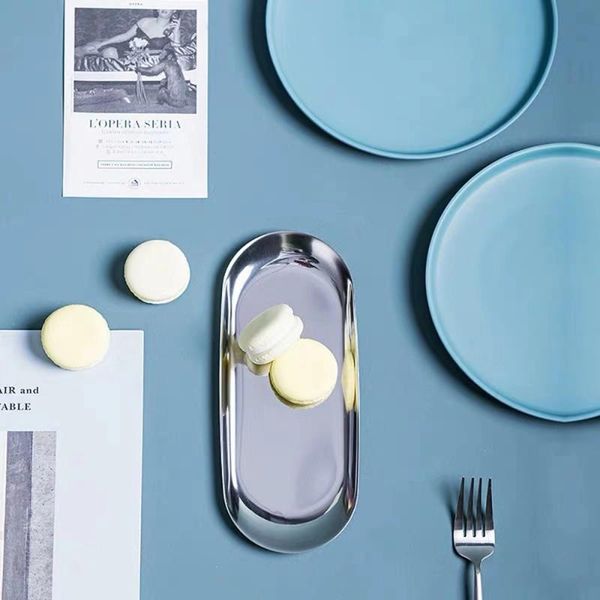 

kitchen storage & organization silver oval metal tray snack fruit cake dish nordic necklace ring jewelry organizer plate home decor pography