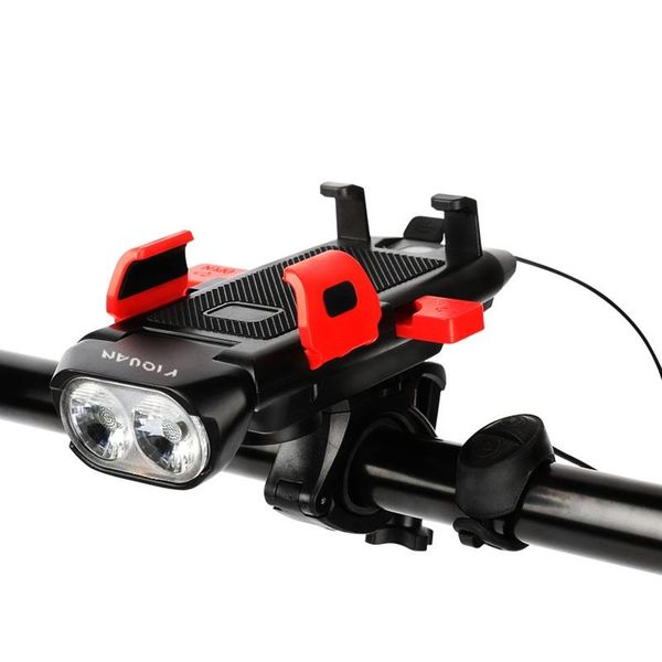 

led bicycle light front usb rechargeable solar horn phone holder power bank lamp for bike lantern lights