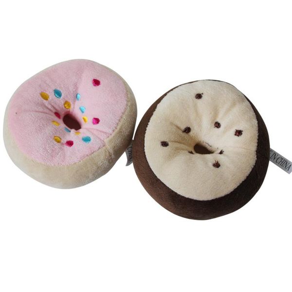 

cat toys 1pc cute plush donut cats toy chew bite squeaker sound play puppy