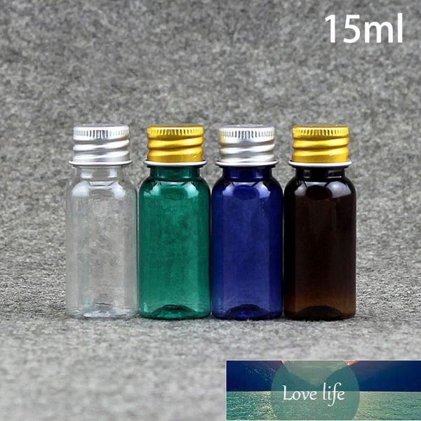 15ml vazio plástico garrafa de água essencial amostra empacotamento marrom verde claro recipiente cosmético pequeno