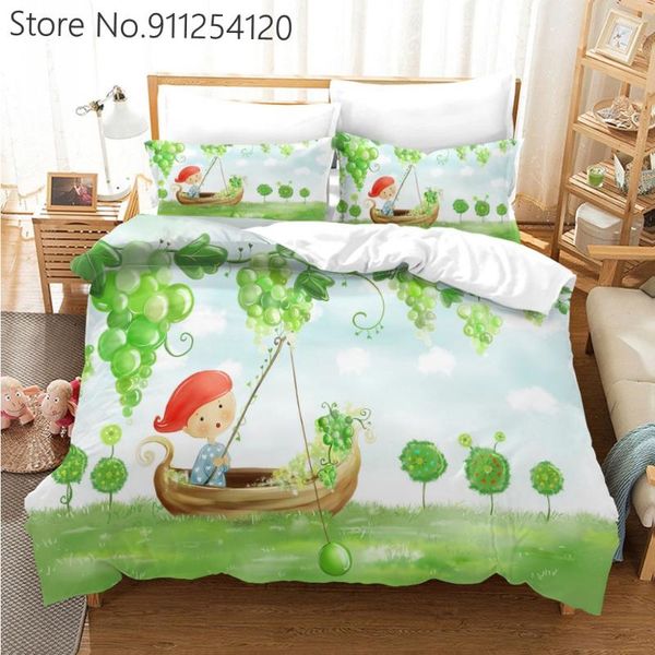 

bedding sets kid fishing illustration duvet cover grape green baby bed  king single bedspread