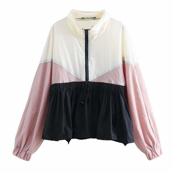 

women's jackets bb55-9127 european and american fashion color matching jacket, Black;brown