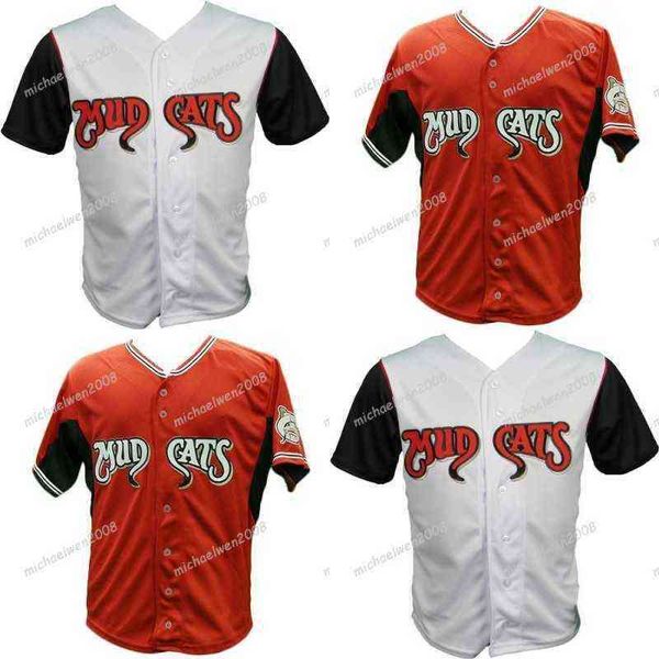 

mens carolina mudcats orange white custom double stitched shirts baseball jerseys high-quality, Black