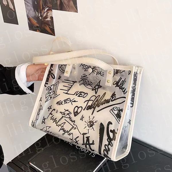 

Fashion large-capacity single shoulder bag, cosmetic bag, transparent letters