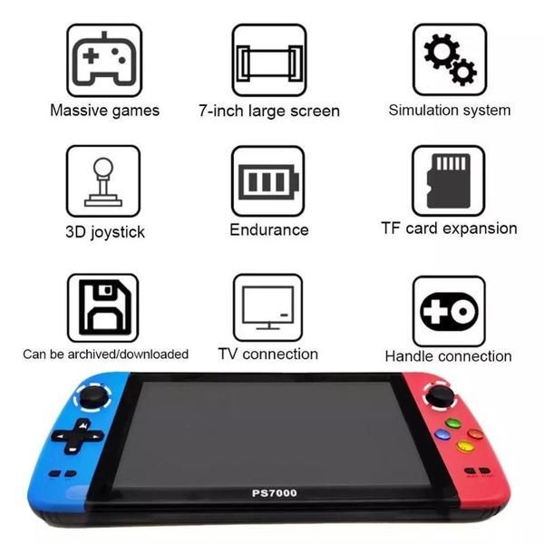 

inch screen hd nostalgic handheld game console 128 bit ps7000 arcade double player for ps1 kid's portable players