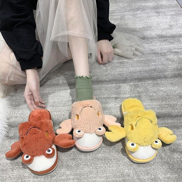 

women home slippers round toe with faux fur 2cm heel animal decoration warm shoes for woman winter size 36-41, Black