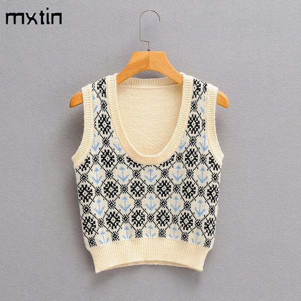 

women's sweaters women 2021 fashion soft geometry knitted vest sweater o neck sleeveless elasticity waistcoat female chic, White;black