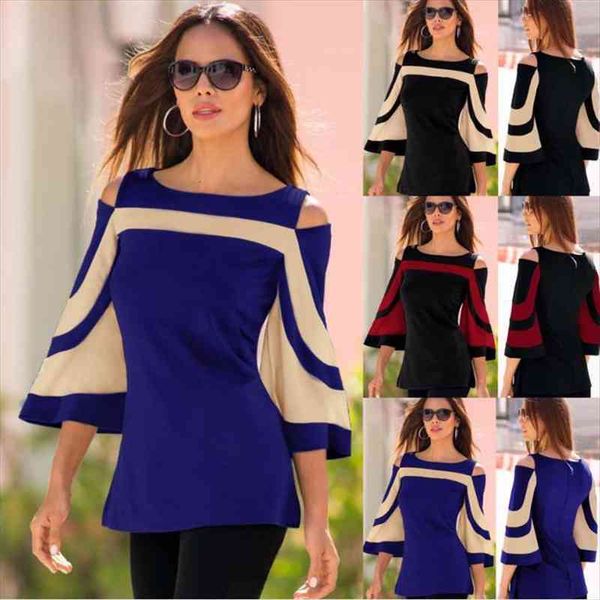 

patchwork summer spring elegant ol womens blouses bodycon slim causal sleeve plus size female tunic, White