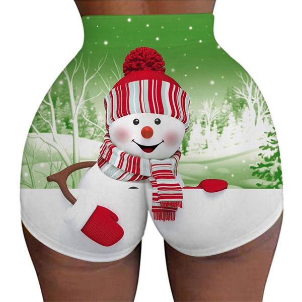 

women's shorts women high waist print slim ladies short pants hip hop outdoor bottom santa claus christmas, White;black