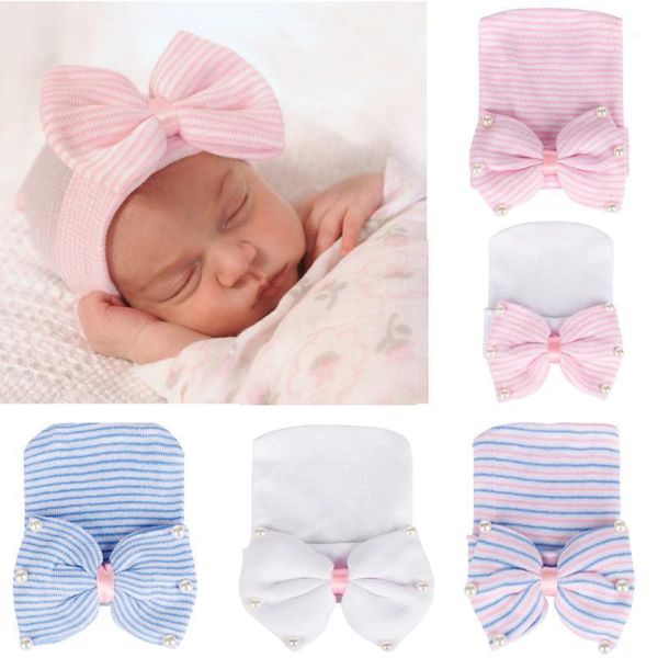 

cute bowtie born baby hat infant headwear girl toddler cotton turban beanie winter cap caps & hats1, Yellow