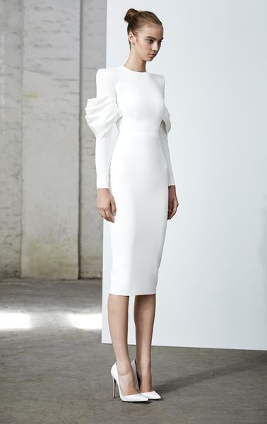 

casual dresses elegant women white round neck long sleeve summer bodycon celebrity party bandage dress wholesale, Black;gray