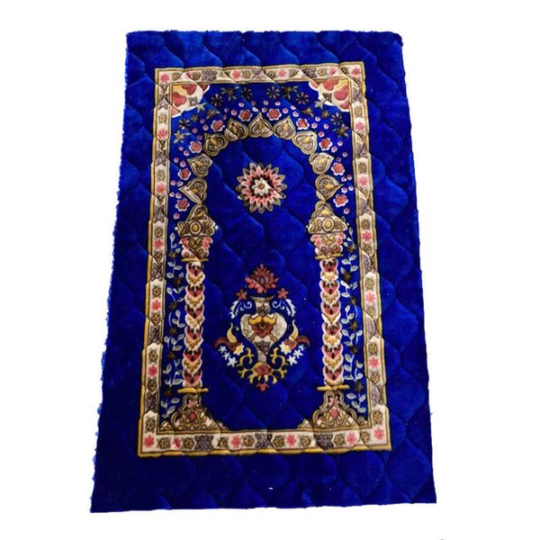 Engrossar cashmere oração muçulmana tapetes high-end culto de chenille tapete 110 * 70cm islâmico musallah tapetes árabes antiderrapante zyy999