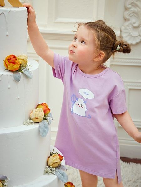 

x wienterd toddler girls cartoon graphic split hem tee dress she, Red;yellow