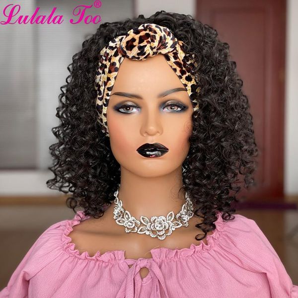 

synthetic wigs curly headband for black women 2 in 1 full wig headwrap turban african american