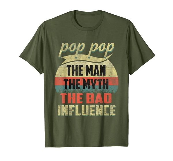 

pop pop the man the myth the bad influence - fathers day t-shirt, White;black