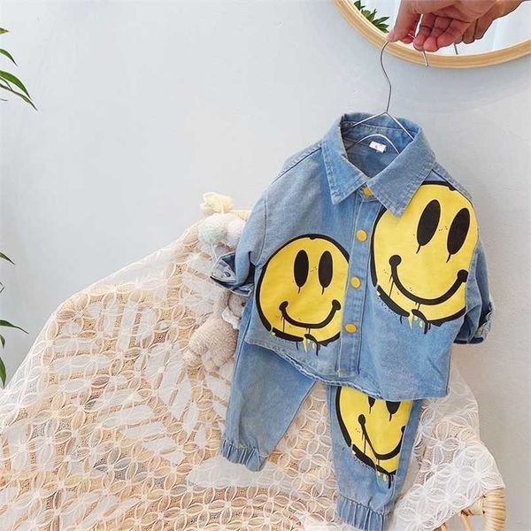 

mihkalev kids spring clothes sets baby boy jeans clothing denim jacket and pants girls outfits set children sport suit 211104, White