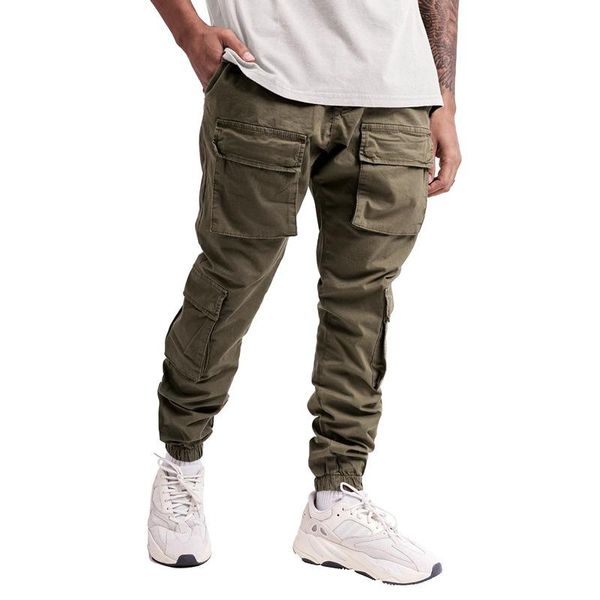 

men's pants 2021 summer trendy comfortable overalls european and american fashion street multi-pocket casual trousers, Black