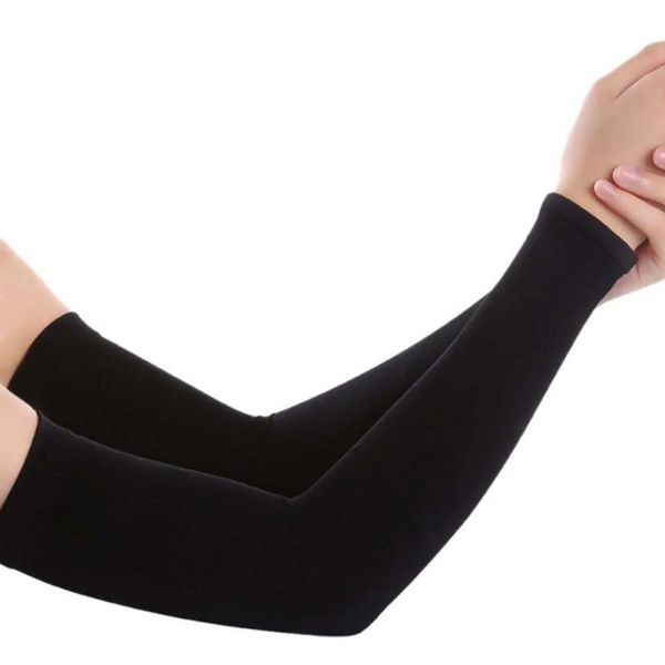 

elbow & knee pads 1 pair support pad long sunshade uv protection arm cover protector warmer outdoor cycling sportswear accessories, Black;gray
