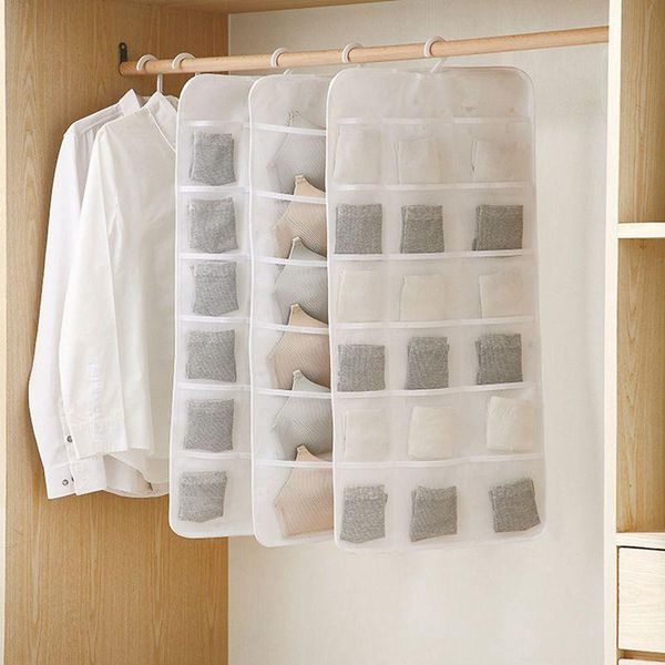 

household hanging underwear storage bag foldable multi-pocket classification network home tools boxes & bins