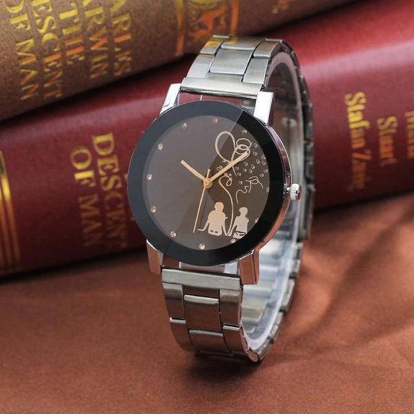 

wristwatches watch men couple watches set ladies clock quartz wrist sport women waterproof reloj digit #3, Slivery;brown