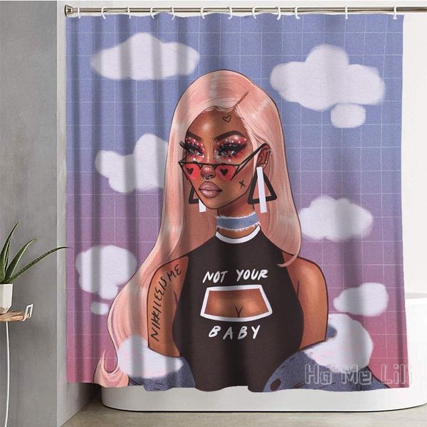 

shower curtains black cute cartoons curtain waterproof bathroom decor