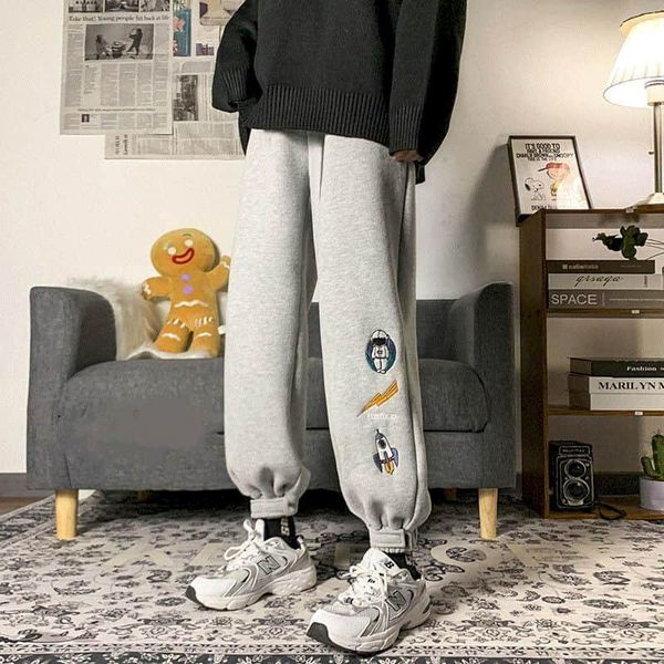 

men's pants stacked sweatpants men women 2021 spring summer student korean sports casual loose-fitting streetwear man clothing, Black
