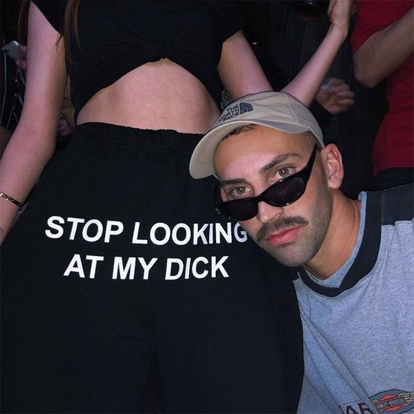 

slooking at my dick sweatpants sweat shorts women joggers hip hop print high waist trousers cotton biker sweatshorts hippie women's, White;black