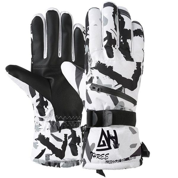 

ski gloves winter outdoor keep warm waterproof touch screen zipper plush motorcycle men women riding couple style