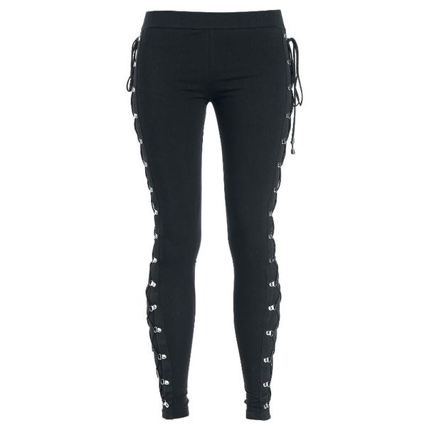 

women's pants & capris women fitness stretch high waist slim casual lace up bandage trousers skinny stretchy female apparel, Black;white