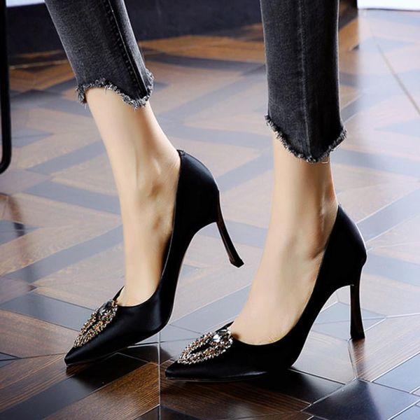 

dress shoes women's satin rhinestone butterfly designer women pumps pointed toe heels black stiletto shoe