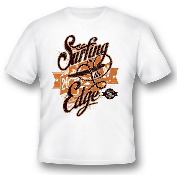 

surfing on the edge black or white tee, White;black