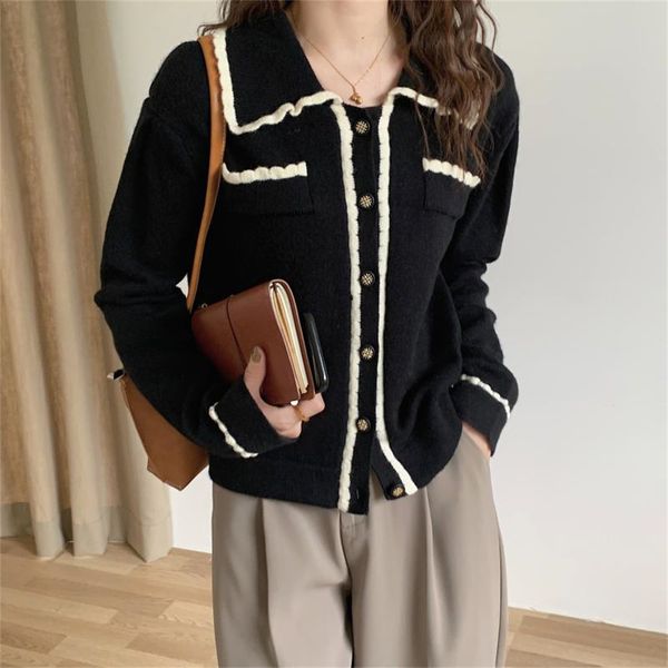 

women's blouses & shirts hzirip ruffles fine mesh sweaters streetwear elegant vintage girls fall ol loosely chic cardigans soft coats 2, White