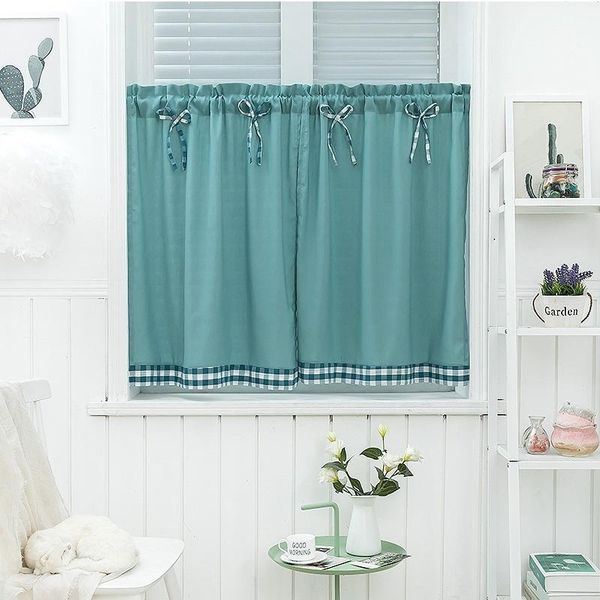 

curtain & drapes pastoral window grid bay short for kitchen cabinet door separate panel bow-knot decor cozy cafe bar