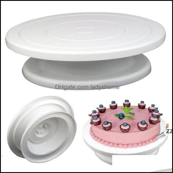 Bakeware Cucina, Sala da pranzo Bar Giardino di casa Torta di plastica Giradischi Rotante Torte rotonde Strumenti di decorazione Piatto da tavolo Cucina Strumento di cottura fai da te C