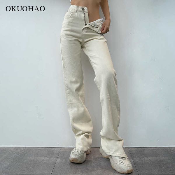 

flared jean high waist mom denim trousers female streetwear white vintage clothes boot cut wide oversize pants 210927, Blue