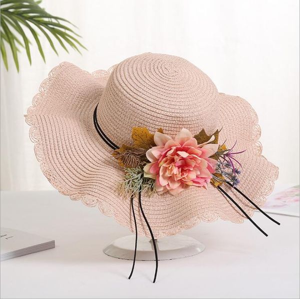 

women's summer new style beach sunly hat gscm075 foldable holiday bow sun hat caps wide brim hats, Blue;gray