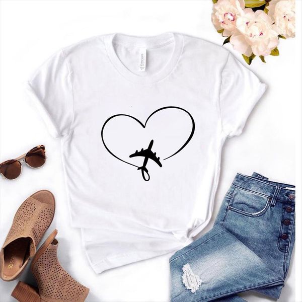 

simple round neck women short sleeve harajuku tee summer heart print, White