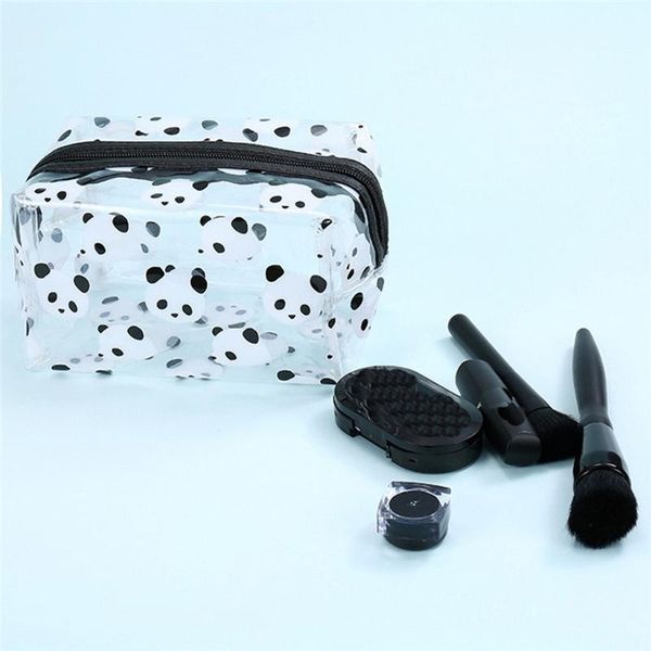 

creative panda print pvc makeup bag waterproof cute clear transparent travel cosmetic toiletry zipper pouch bags & cases