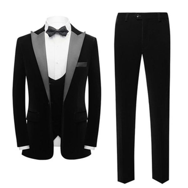 

men's suits & blazers autumn 2022 arrival velvet slim fit male suit with fantasia masculina 3 pieces groom for wedding party tuxedo, White;black