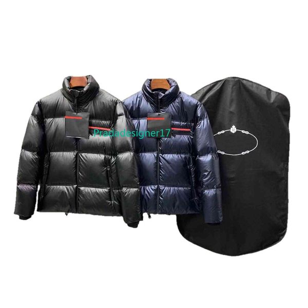 

designer prad high-quality parka down jacket pair with hood men's short budget winter fashion female couple 90% white duck thick m-3xl, Black