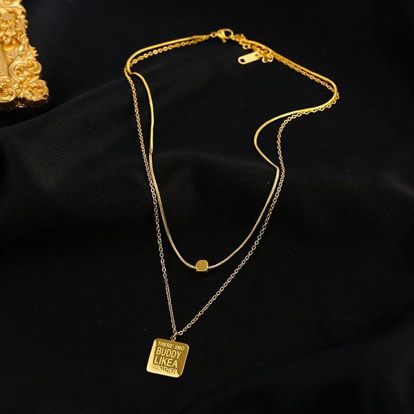 

pendant necklaces 2021 multilayer vintage stainless steel chain necklace for women trend female jewelry collar drop, Silver