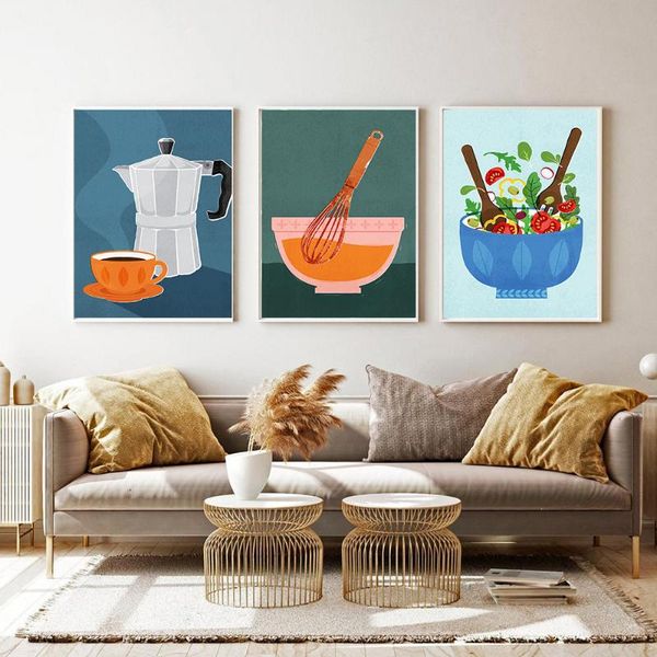 

paintings abstract colorful cups passion fruit vegetable salad canvas painting wall art poster print picture for kitchen decor home