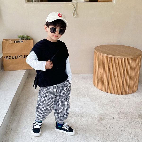 

waistcoat children's temperament vest 2021 autumn boys' knitted tide baby solid cotton round neck sleeveless sweater 3-147, Camo